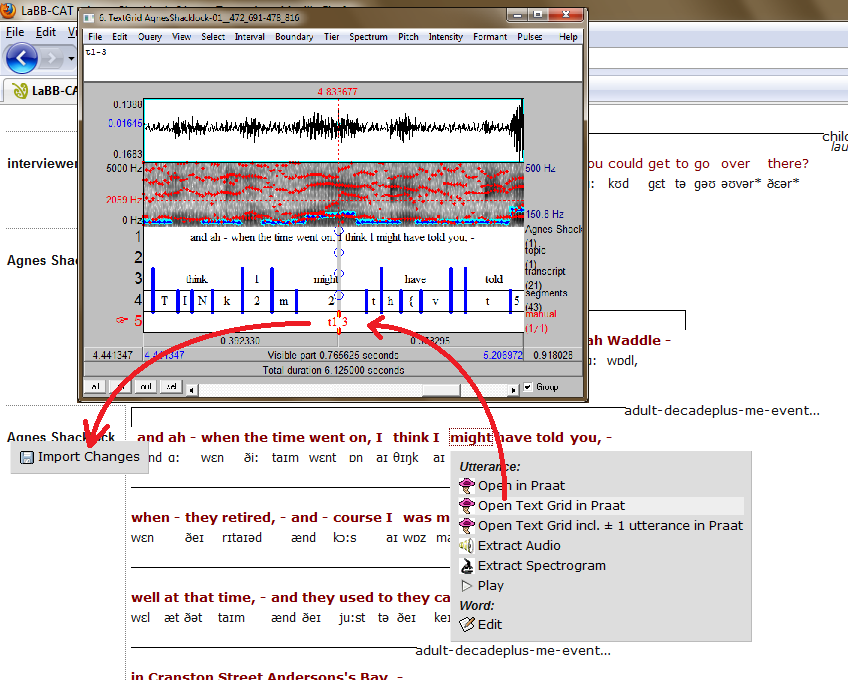 Point annotation using Praat